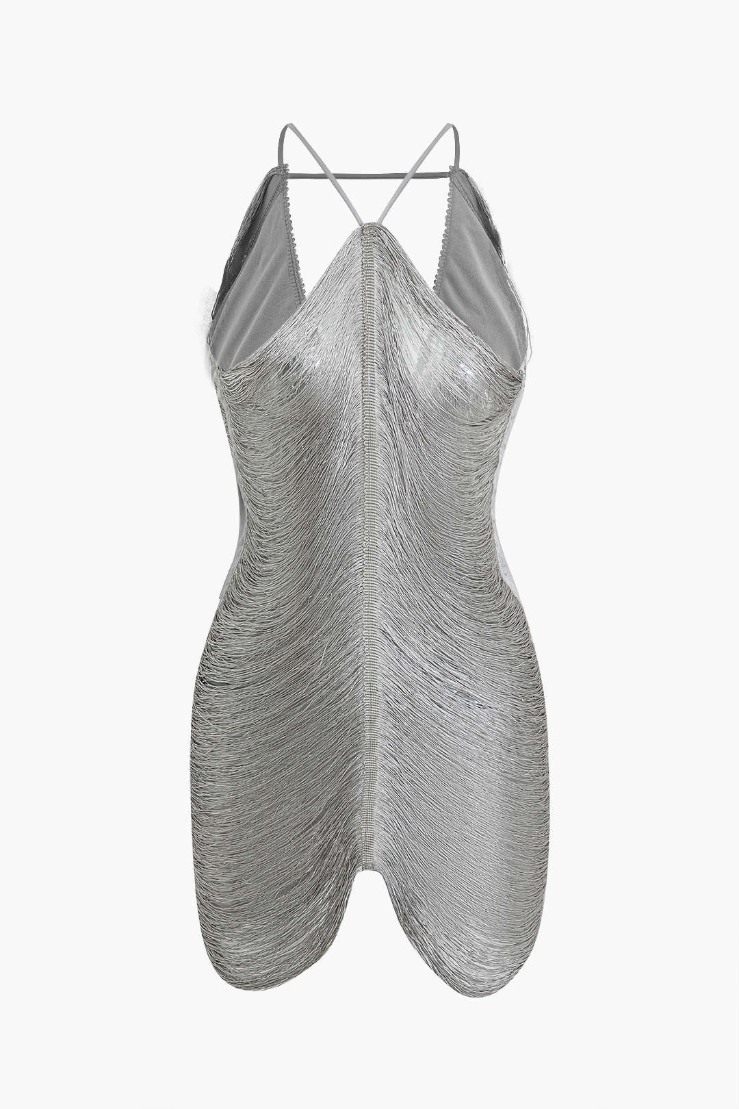 Minikleid mit V-Ausschnitt und Fransen