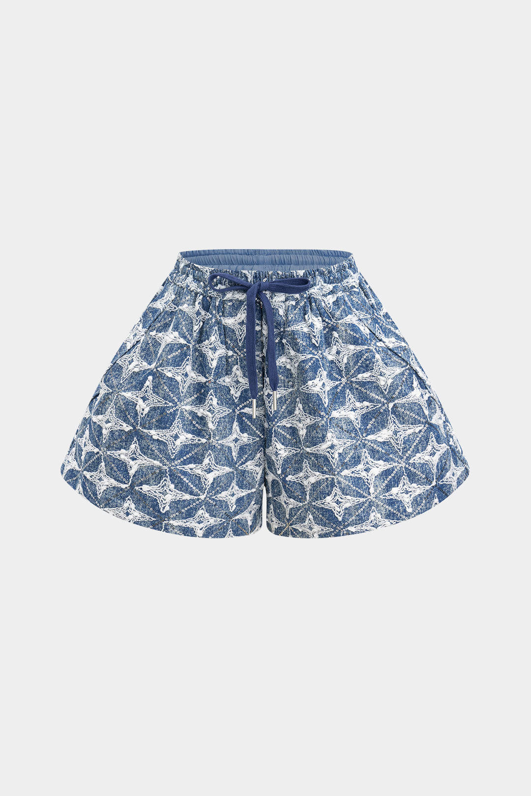 Jeans shorts with ties