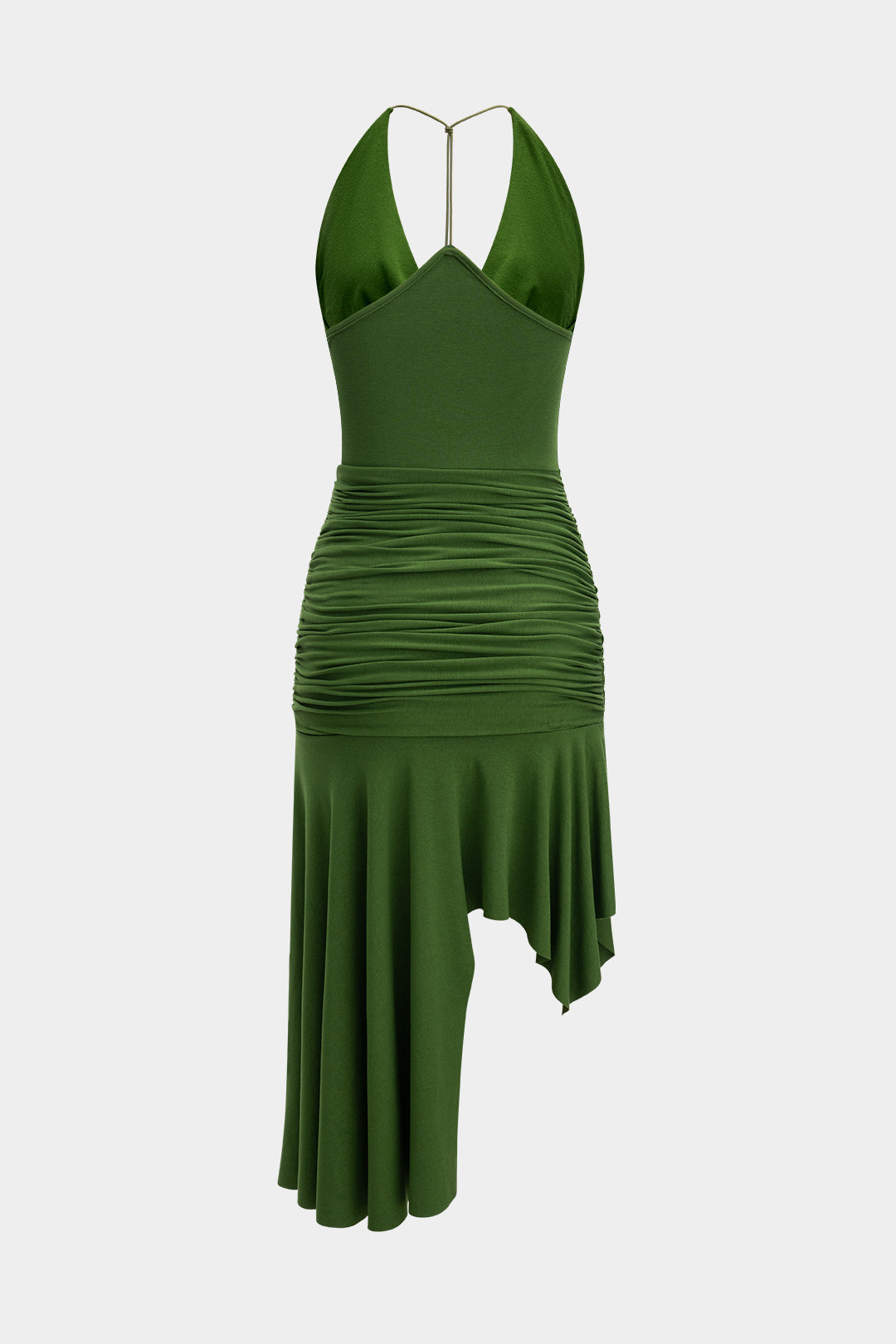 Ärmelloses Midikleid mit asymmetrischem Ausschnitt und Rüschen