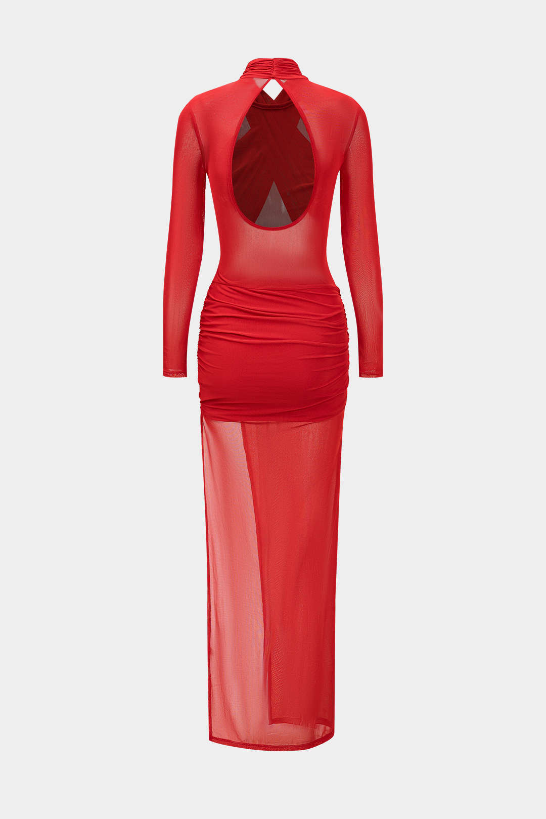 Mesh-Midikleid mit langen Ärmeln