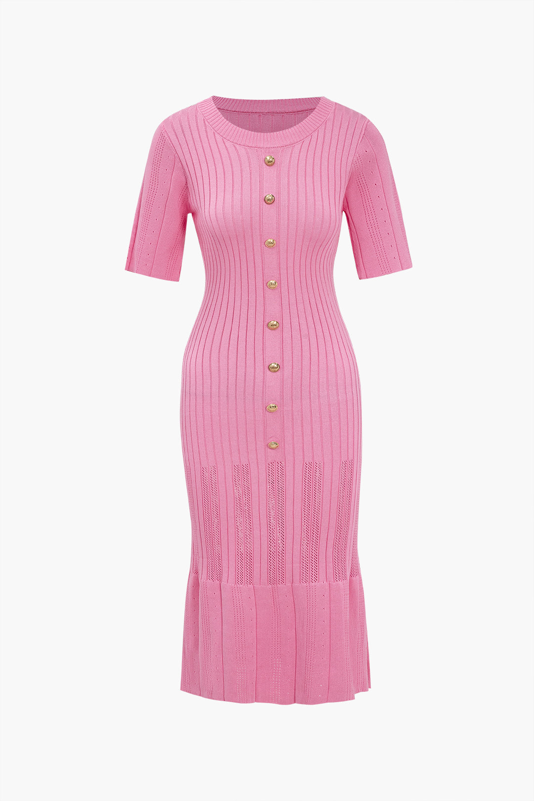 Strickkleid mit Rundhalsausschnitt und kurzen Ärmeln