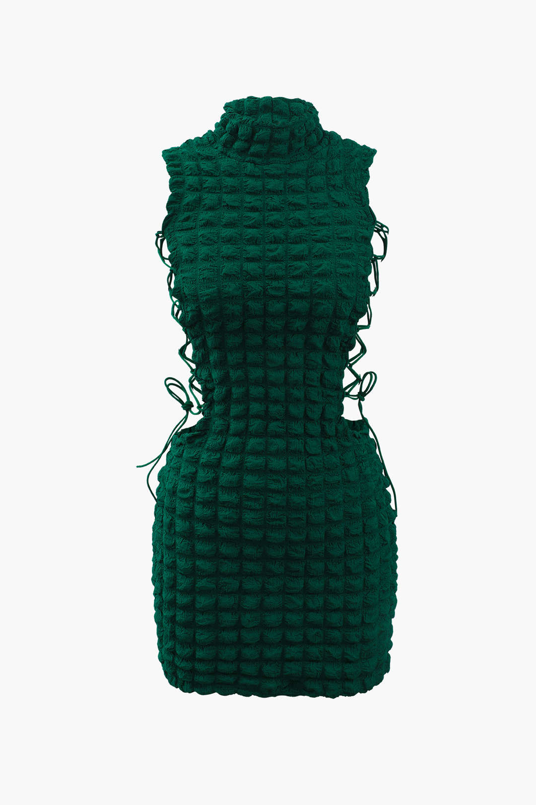 Minikleid mit Popcorn-Struktur und Bindeband