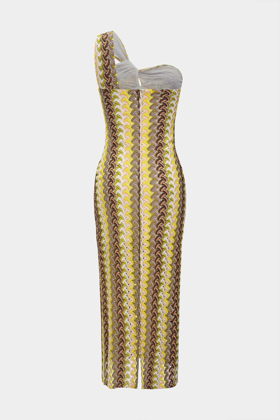 One-shoulder asymmetric maxi dress