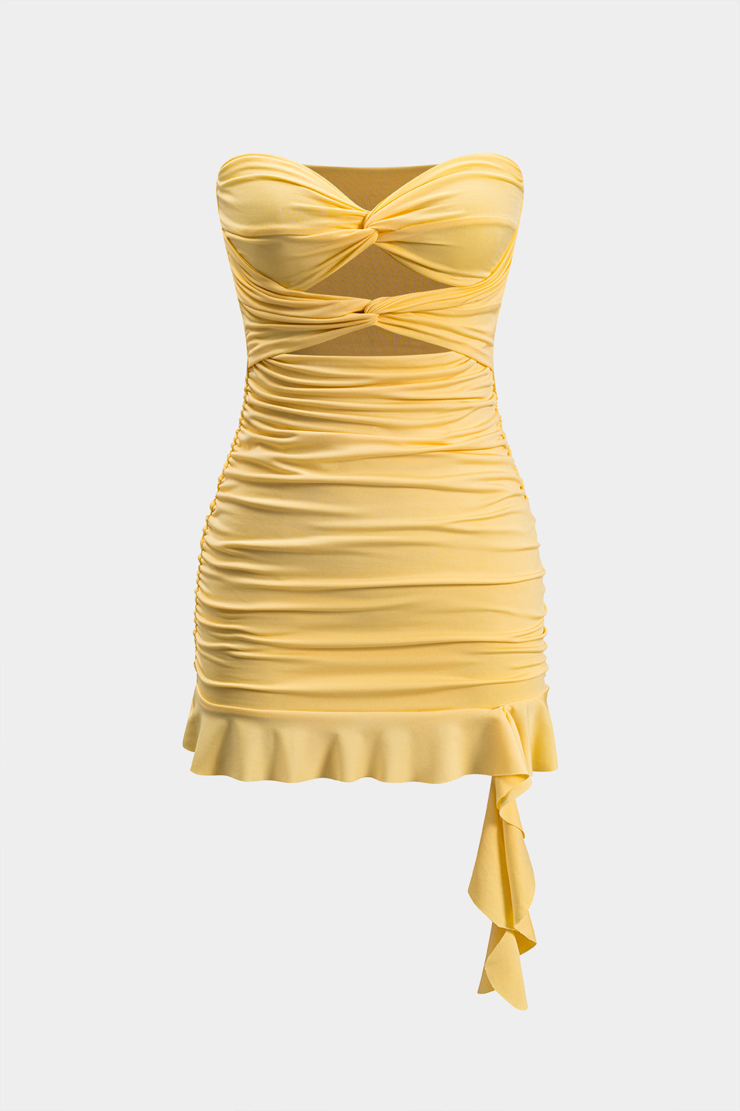 Trägerloses Minikleid mit Cutout und Knoten