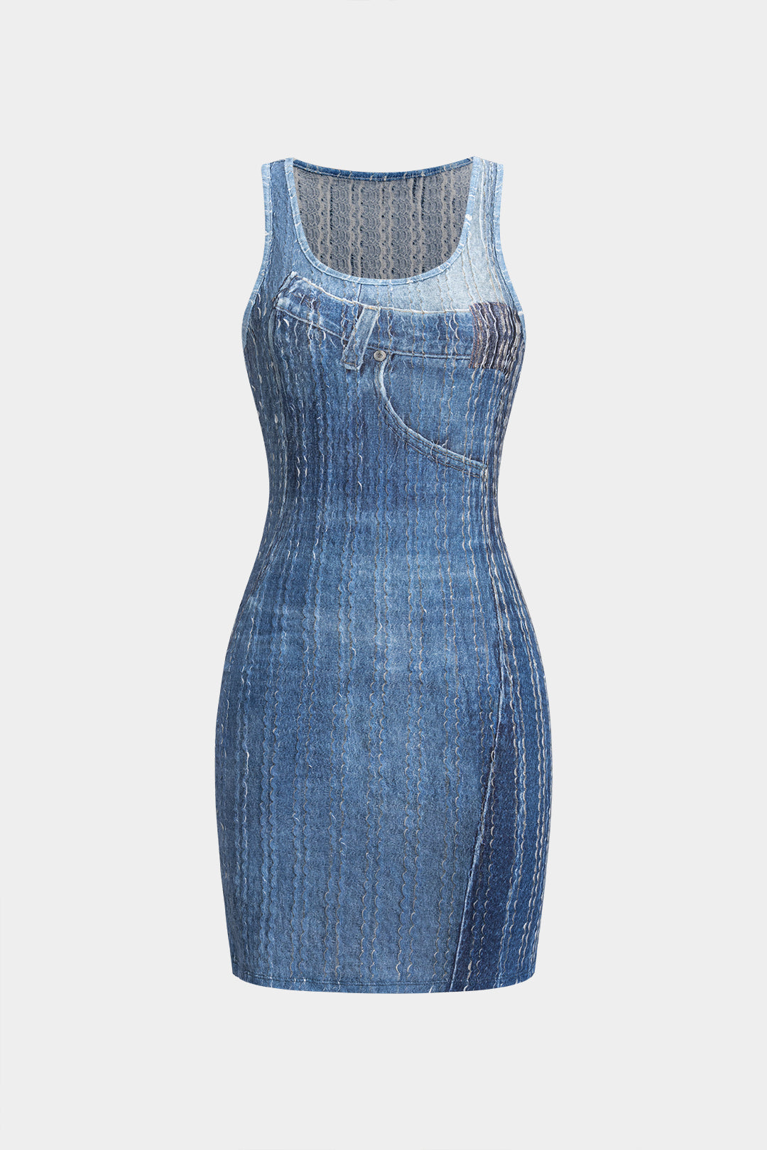 Sleeveless Mini Dress in Abstract Style