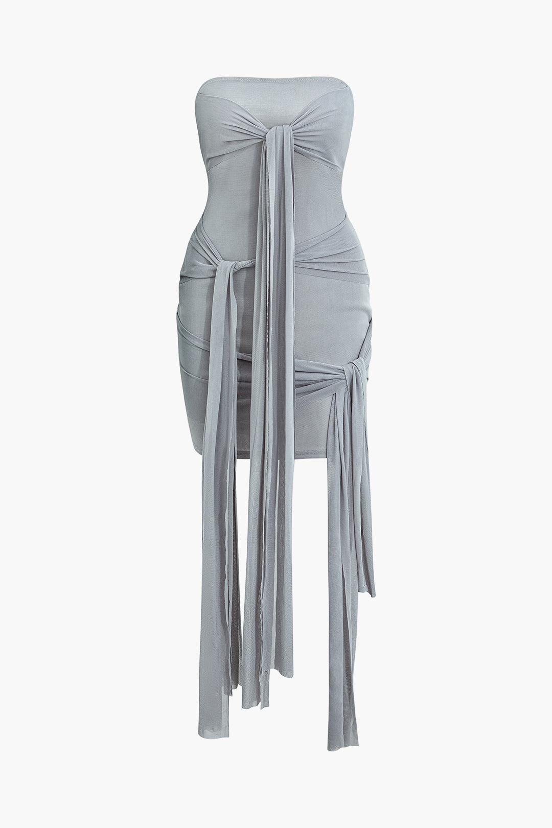 Trägerloses Minikleid mit Schleife