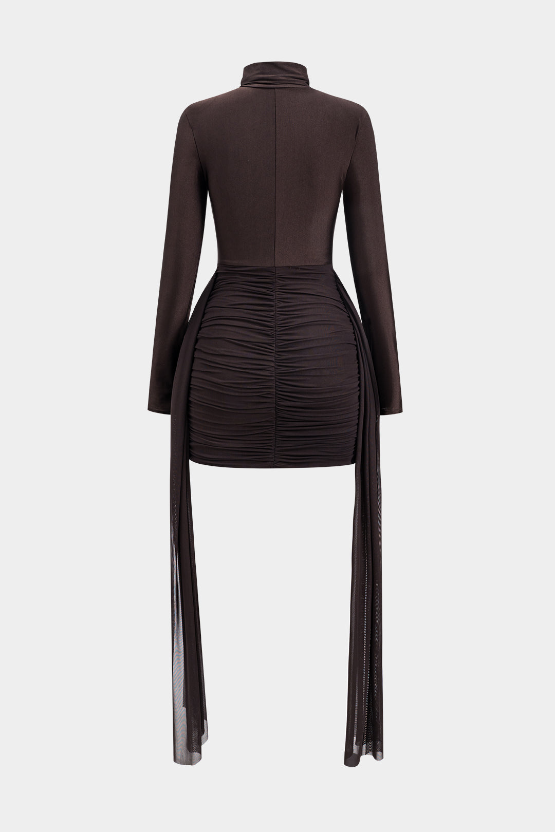 Ruched Mini Dress with Long Sleeves
