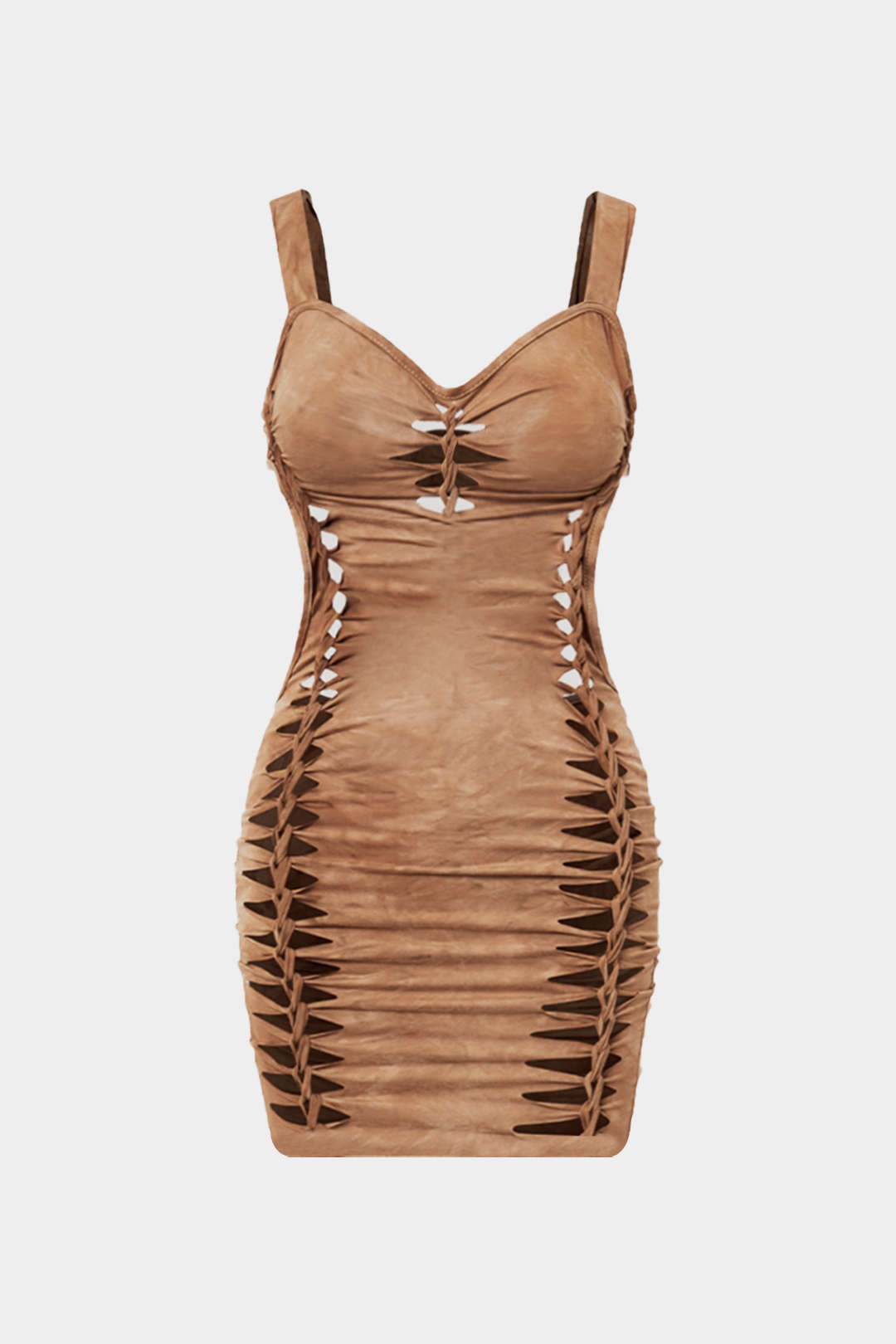 Midikleid mit Cut-Out, gerafft, rückenfrei und ärmellos