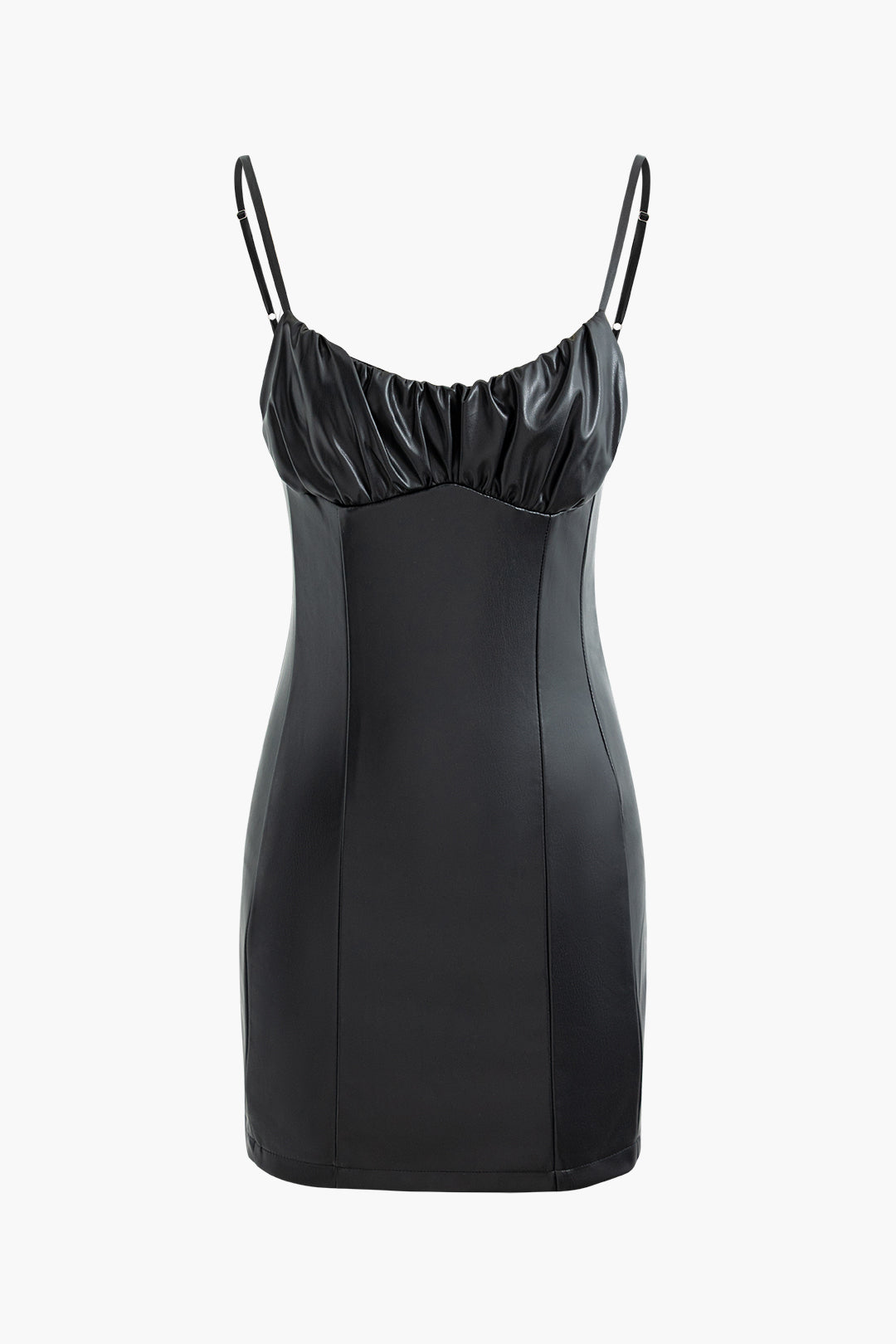 Faux leather mini dress with zipper