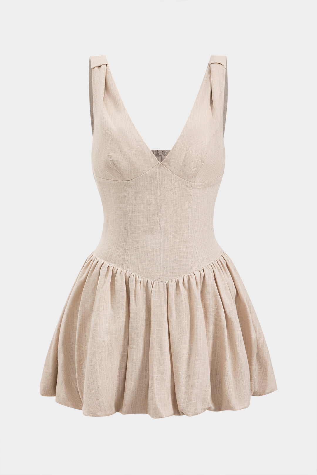 Mini-Leinenkleid mit Raffungen, ärmellos