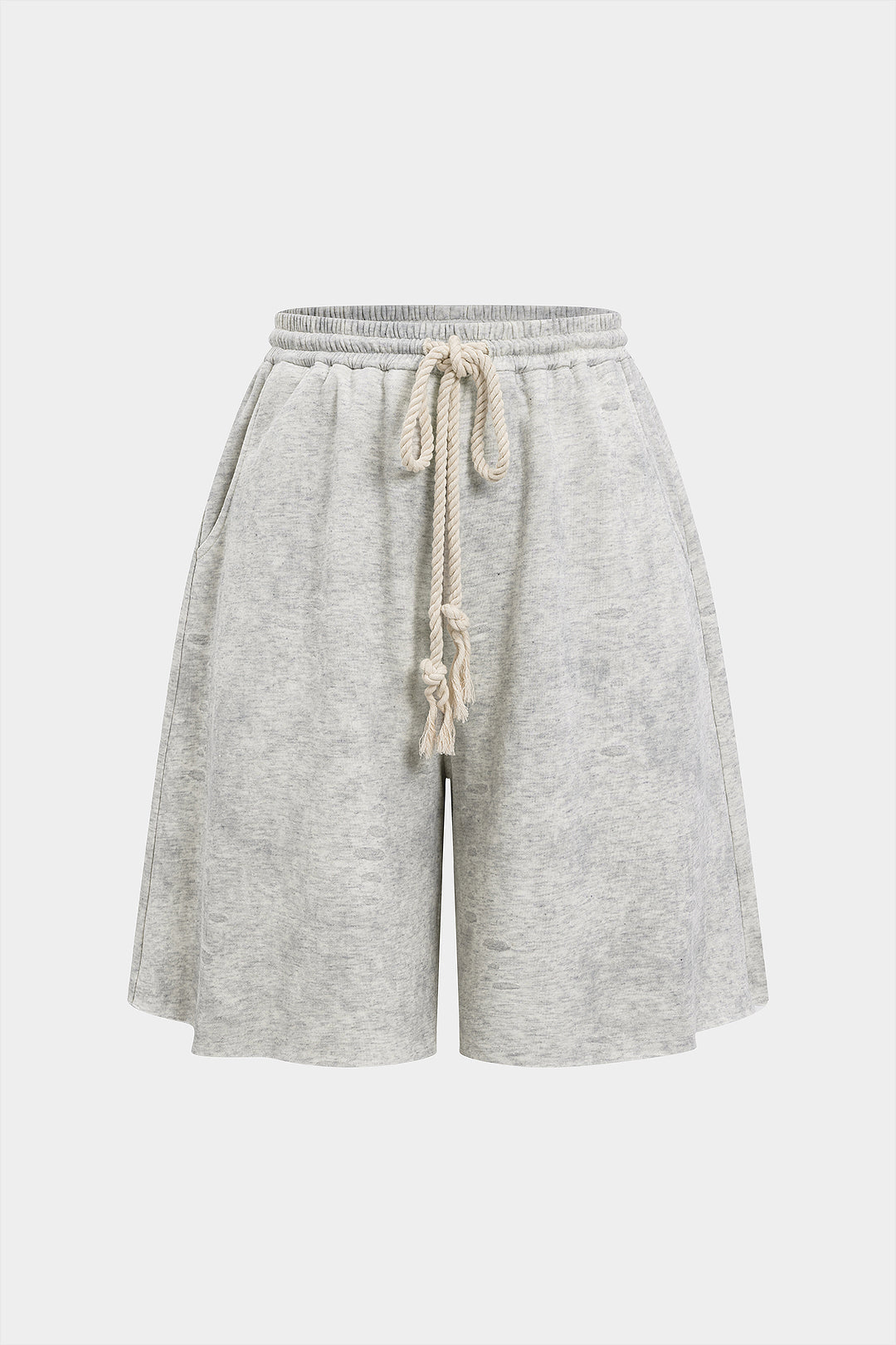 High Waist Lace Up Washed Shorts