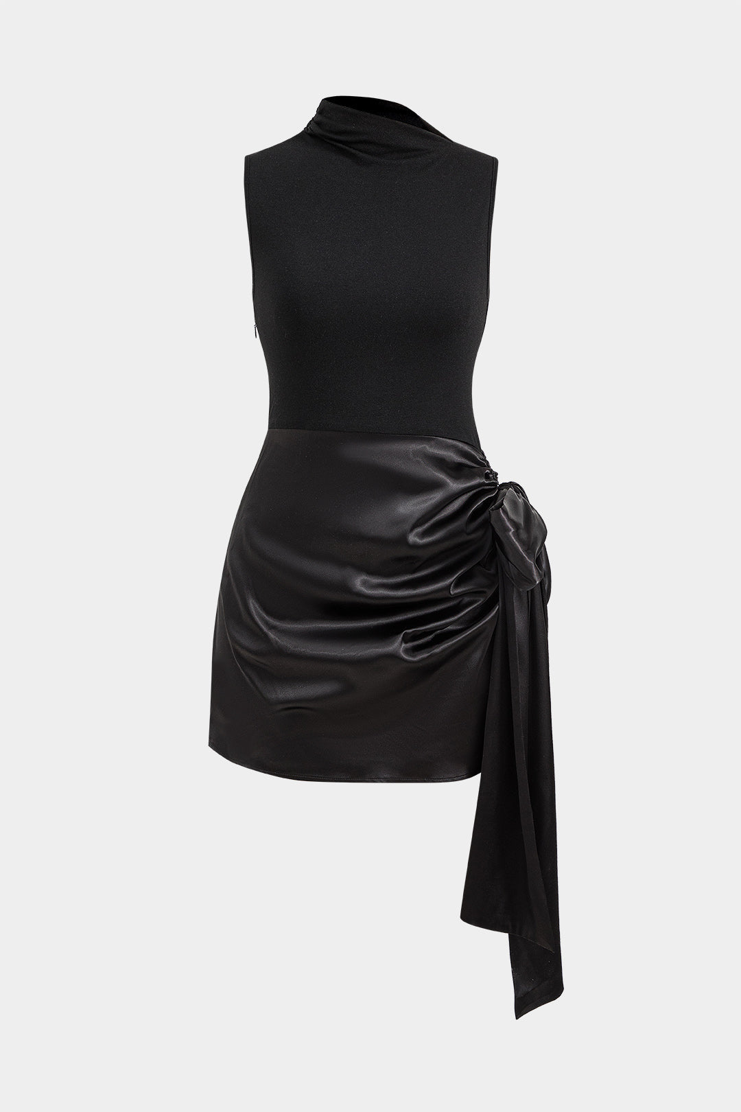 Asymmetrisches ärmelloses Patchwork-Minikleid