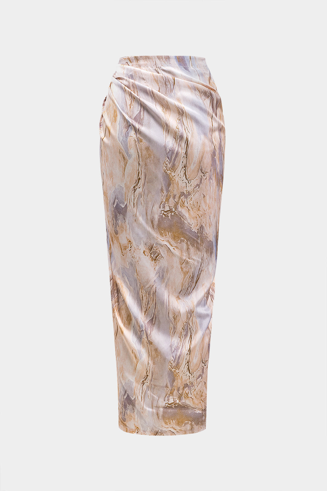 Abstract Dress with Pleated Satin Belt