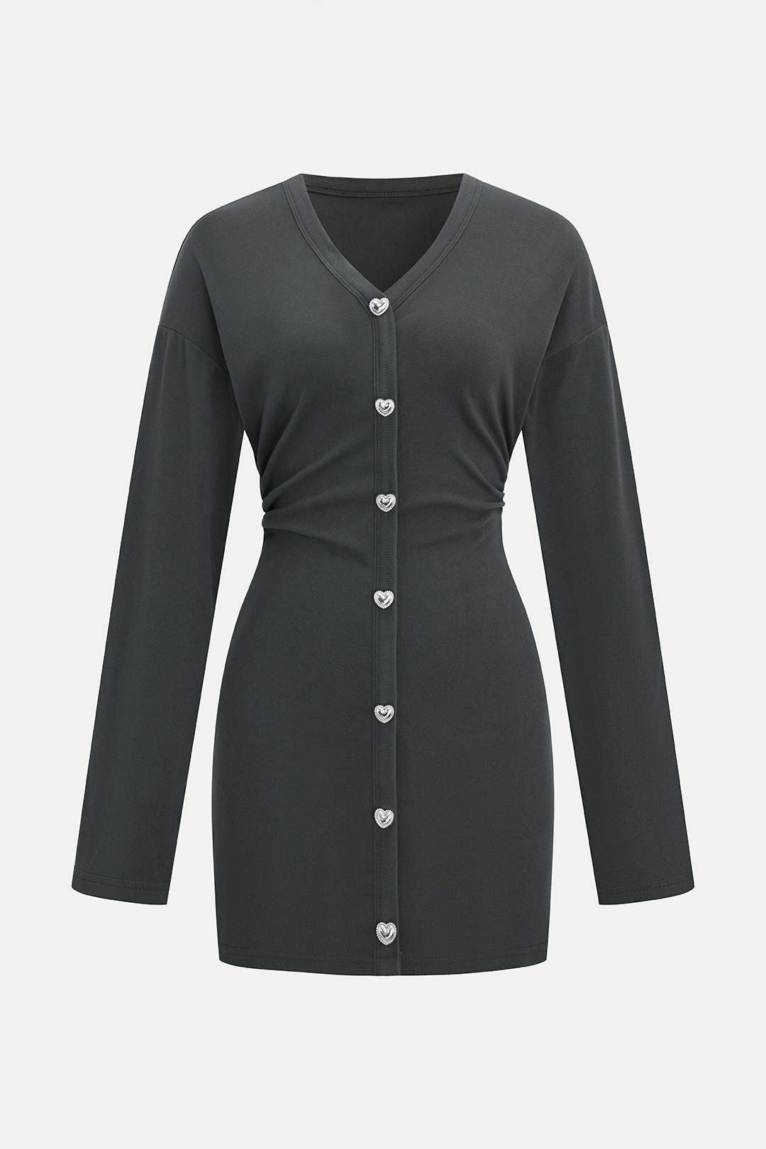 V-neck mini dress with long sleeves