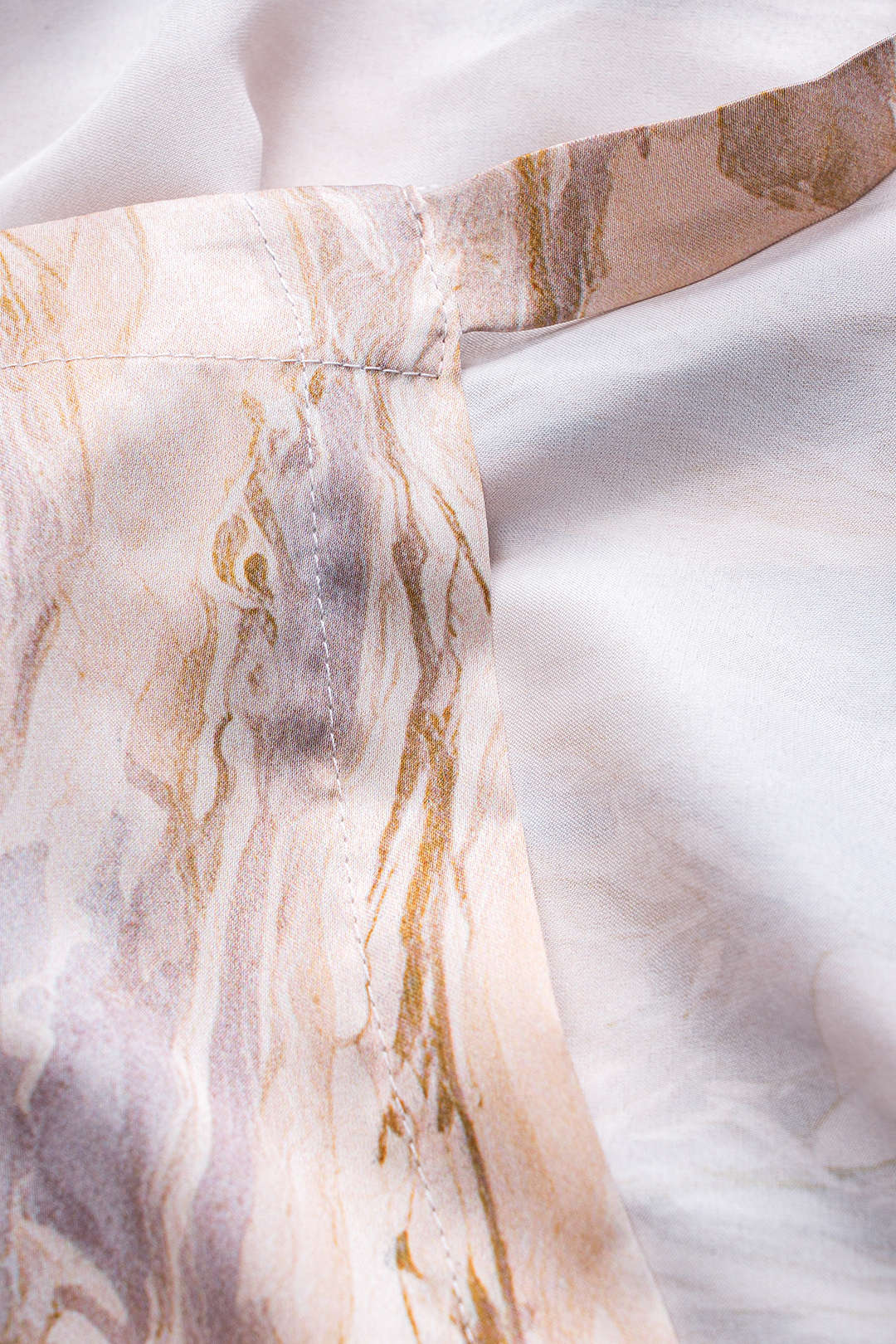 Abstract Dress with Pleated Satin Belt
