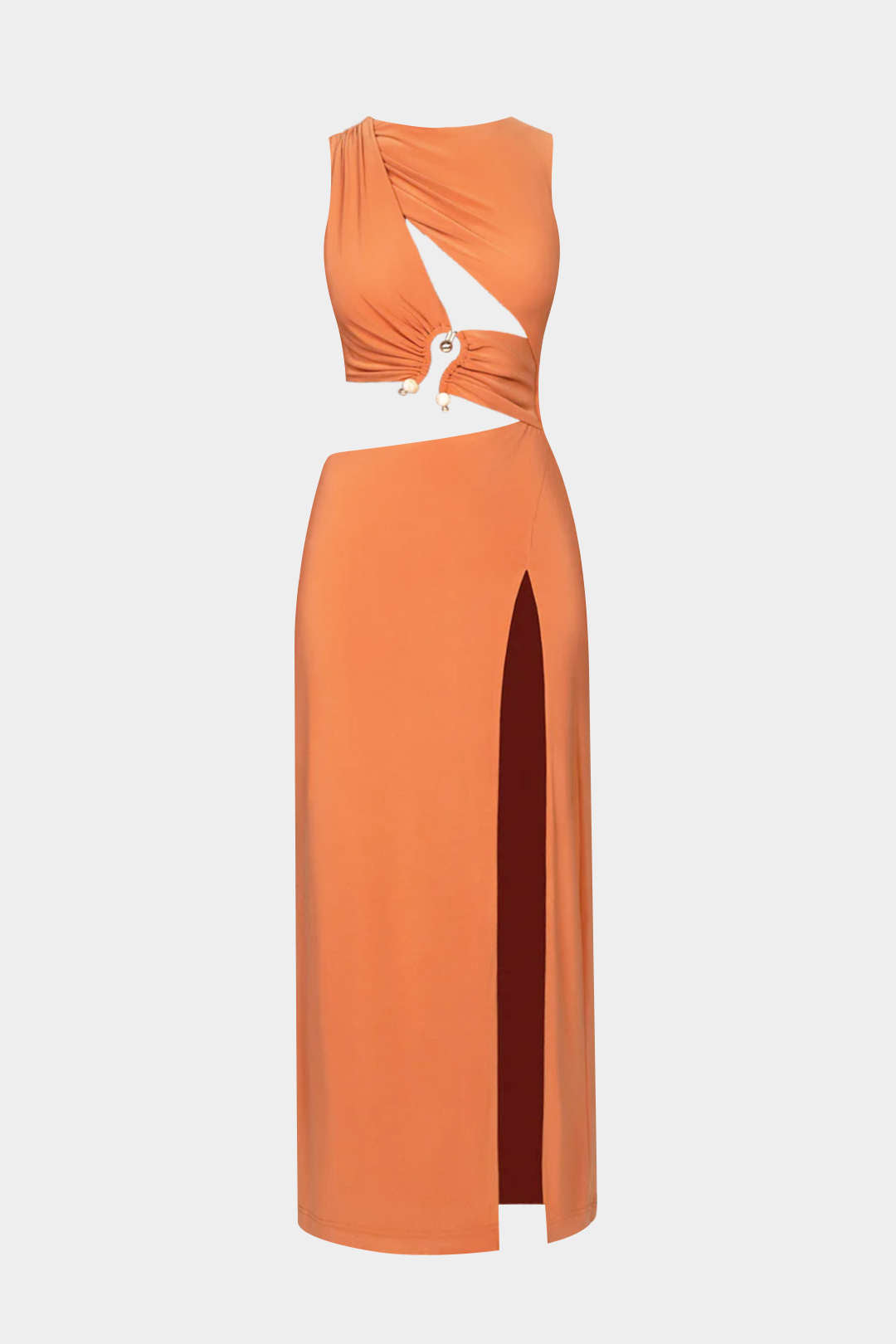 Ärmelloses Maxikleid mit metallischer Verzierung
