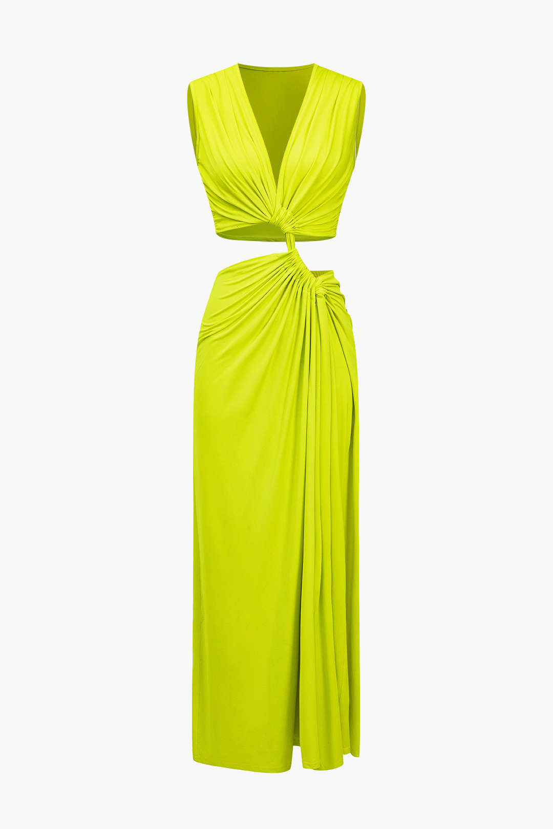 Ärmelloses Midikleid mit Cutout und Knoten