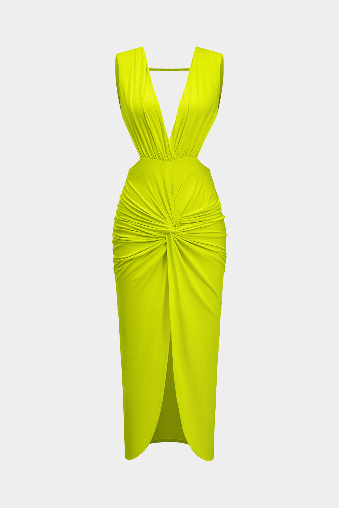 Midikleid mit gerüschtem Knoten, rückenfrei, ärmellos