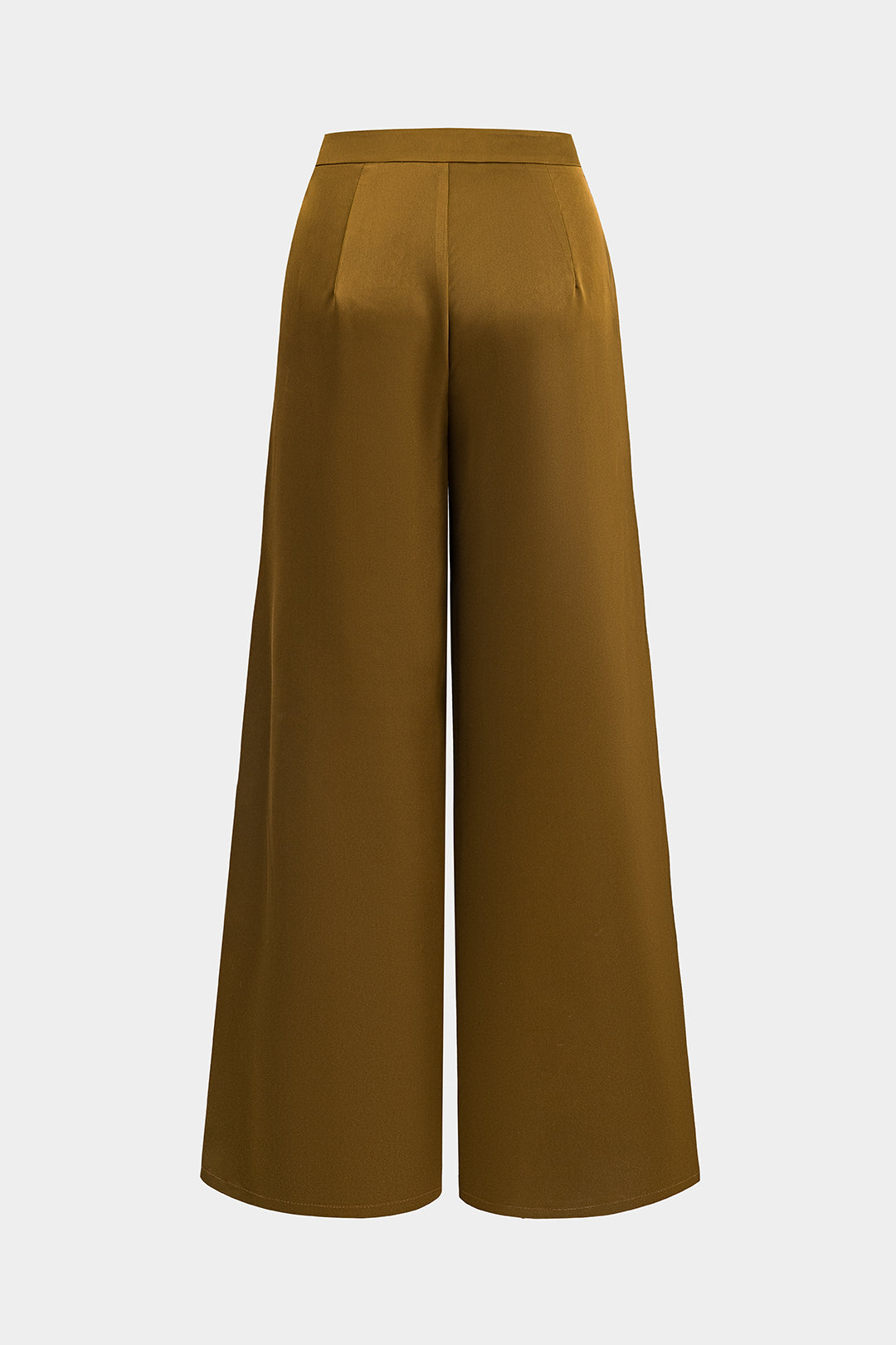 Brown High Waisted Wide Leg Pants with Ruching