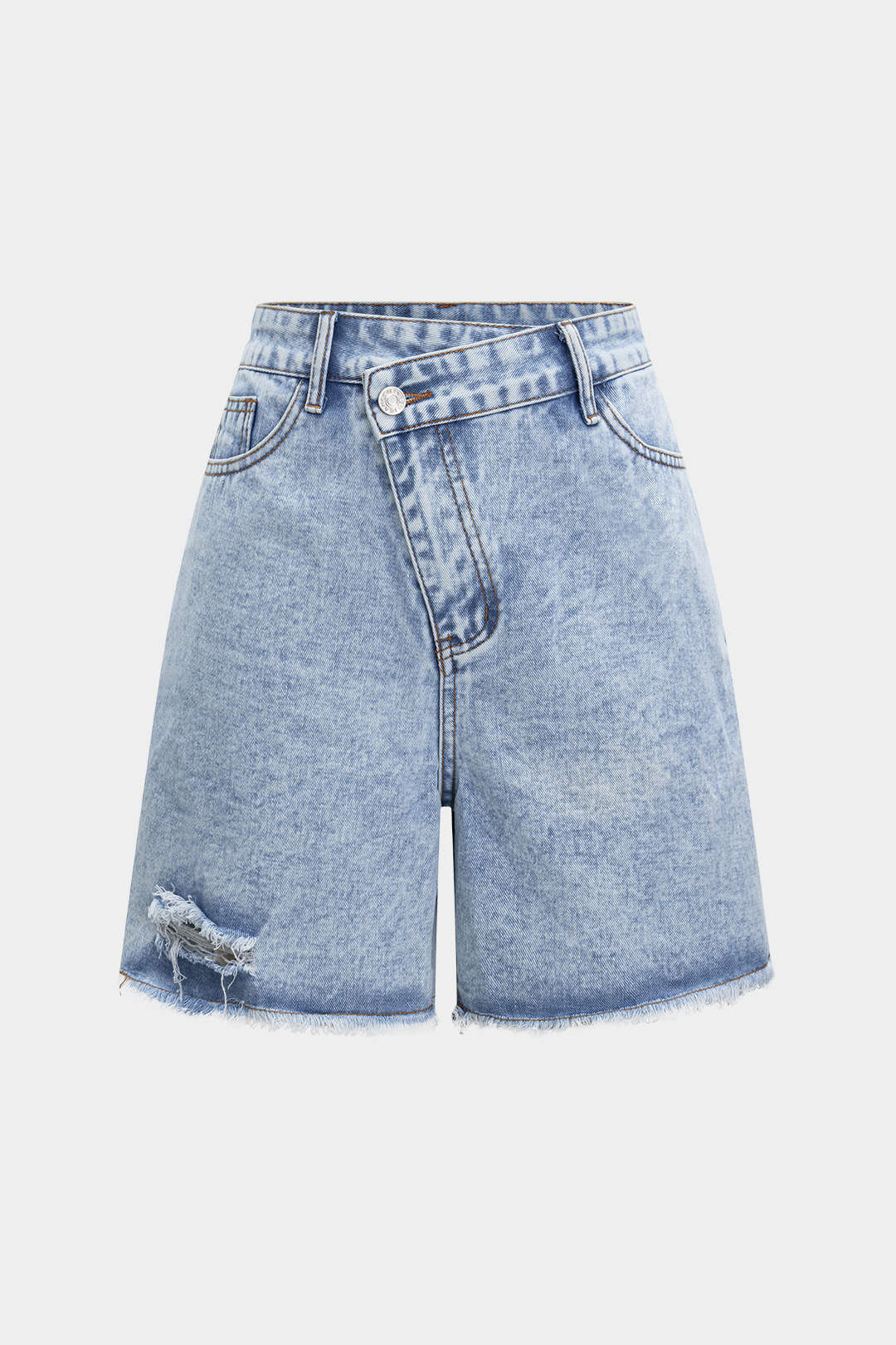High Waisted Distressed Denim Shorts