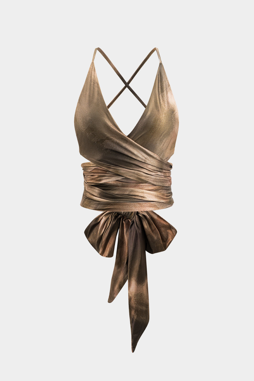 Top mit abstraktem Print und Bindeband hinten