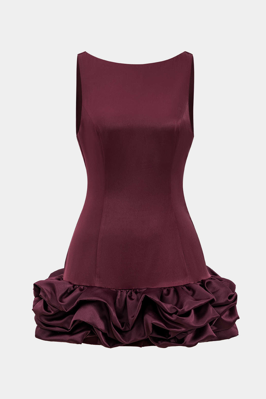 Ärmelloses Minikleid mit Satinrüschen