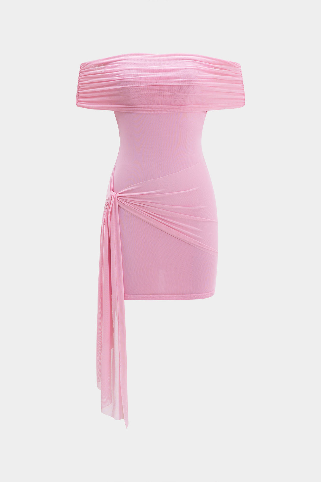 Schulterfreies Minikleid mit Bindeband vorne