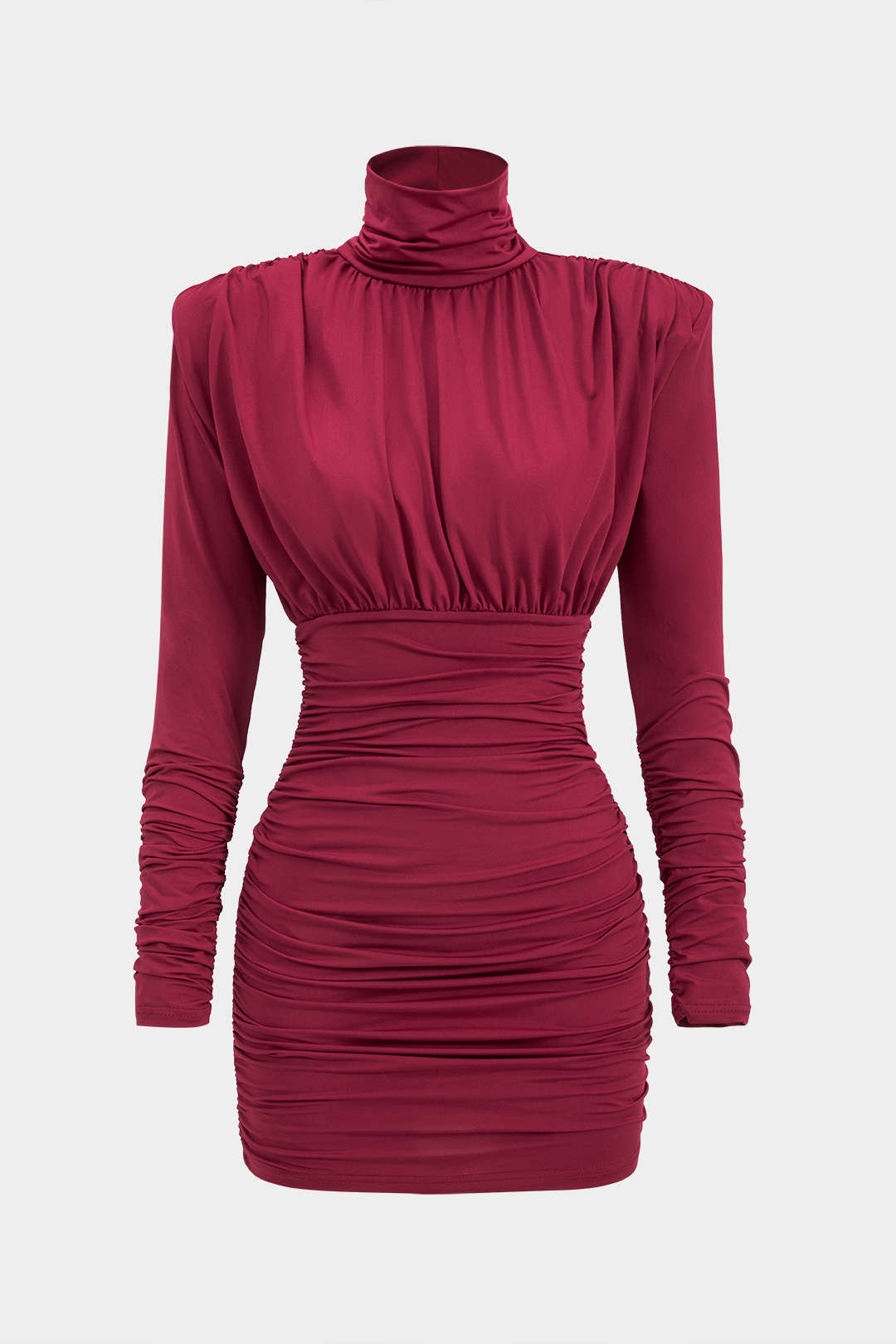 Ruched Mini Dress with Long Sleeves