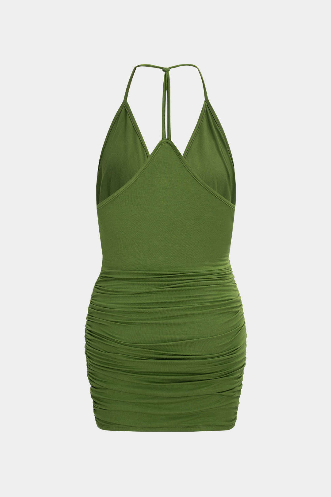 Sleeveless V-neck mini dress with ruching