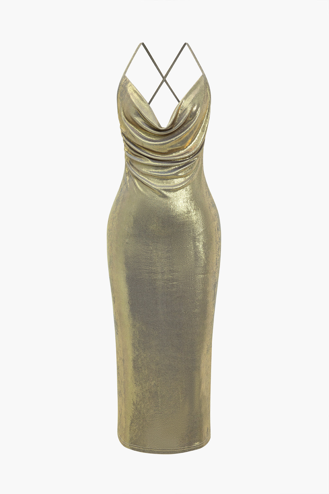 Midikleid mit offenem Rücken und Drapierung