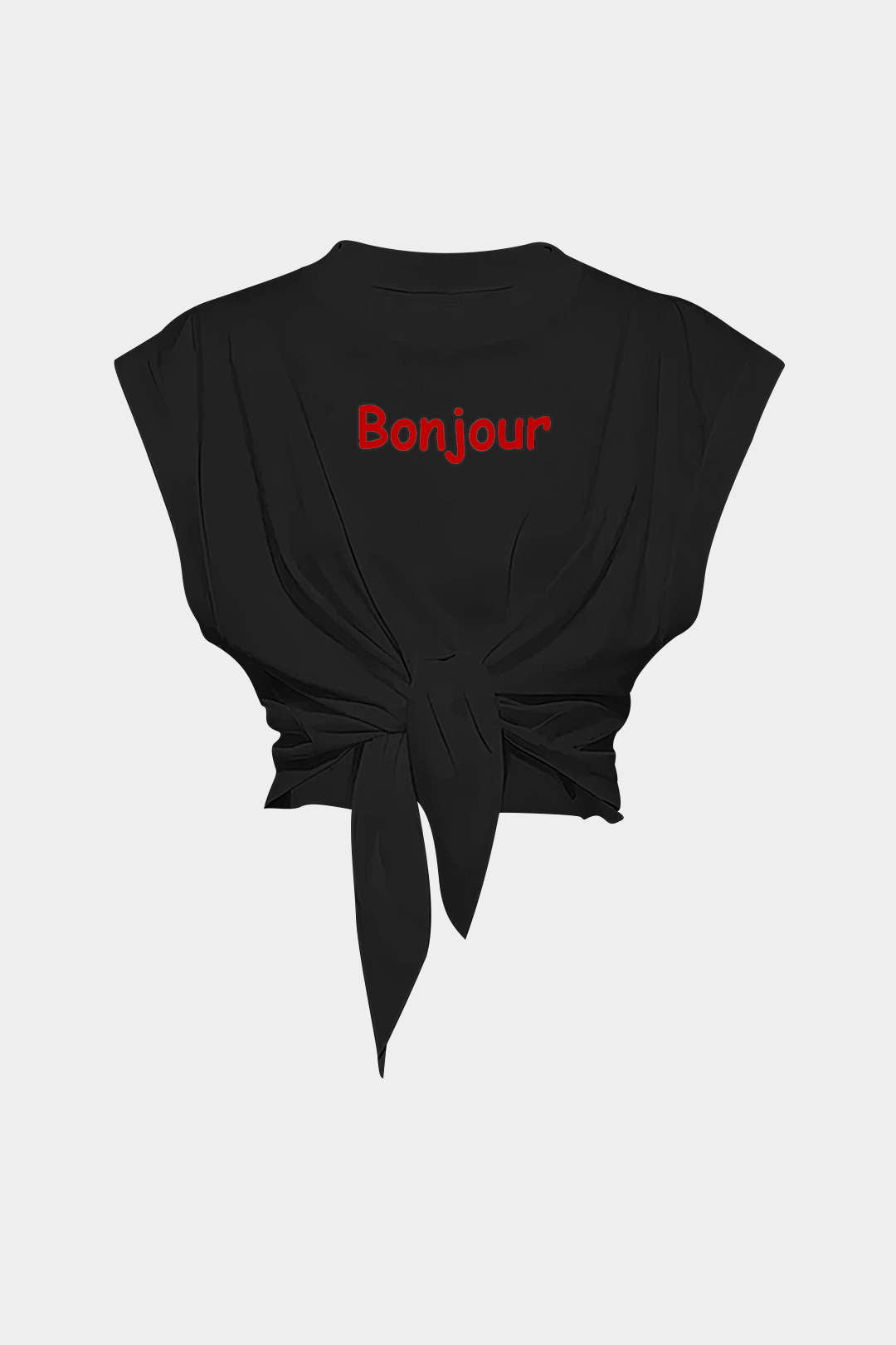 Natiné - T-shirt z nadrukiem, krótki rękaw, z wiązaniem