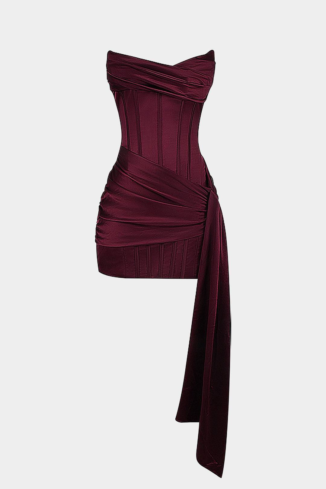 Asymmetrisches ärmelloses Satin-Minikleid