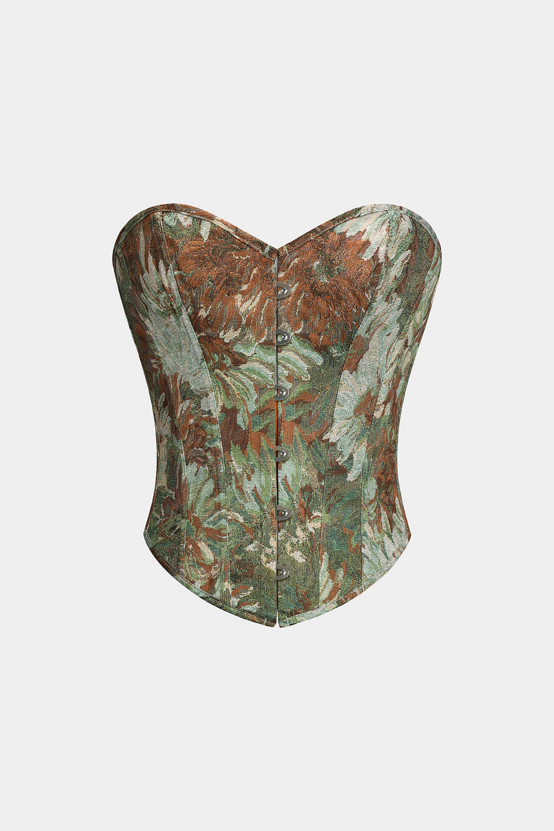 Trägerloses Korsett-Tube-Top mit Blumenmuster und Bindeband hinten
