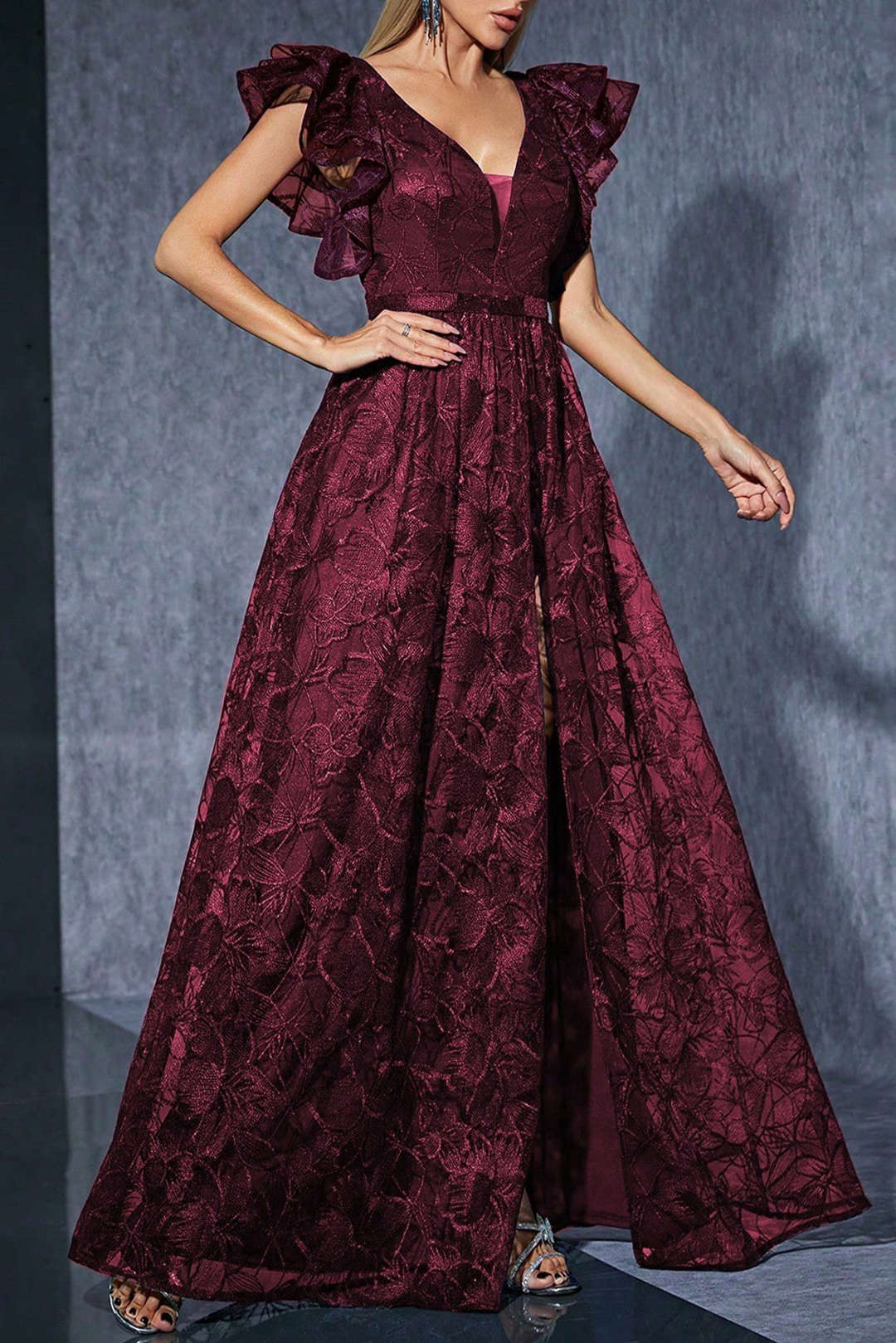 Maxi Dress with Lace Sleeves