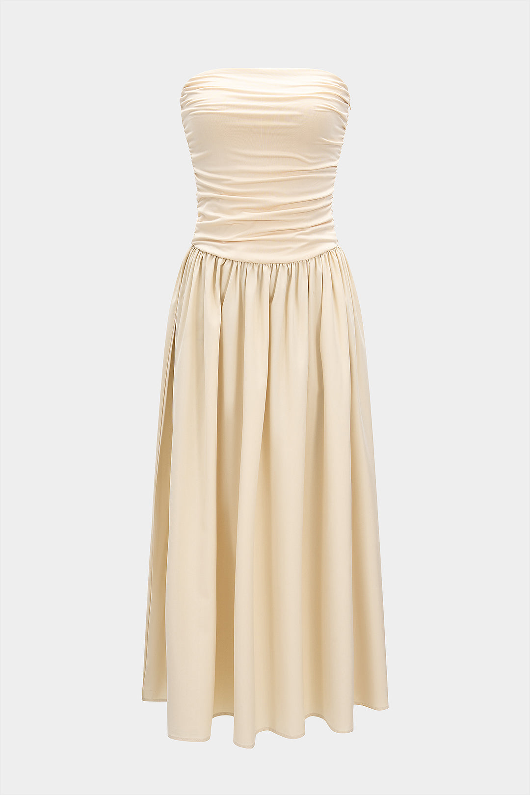 Trägerloses Plissee-Midikleid im Patchwork-Stil