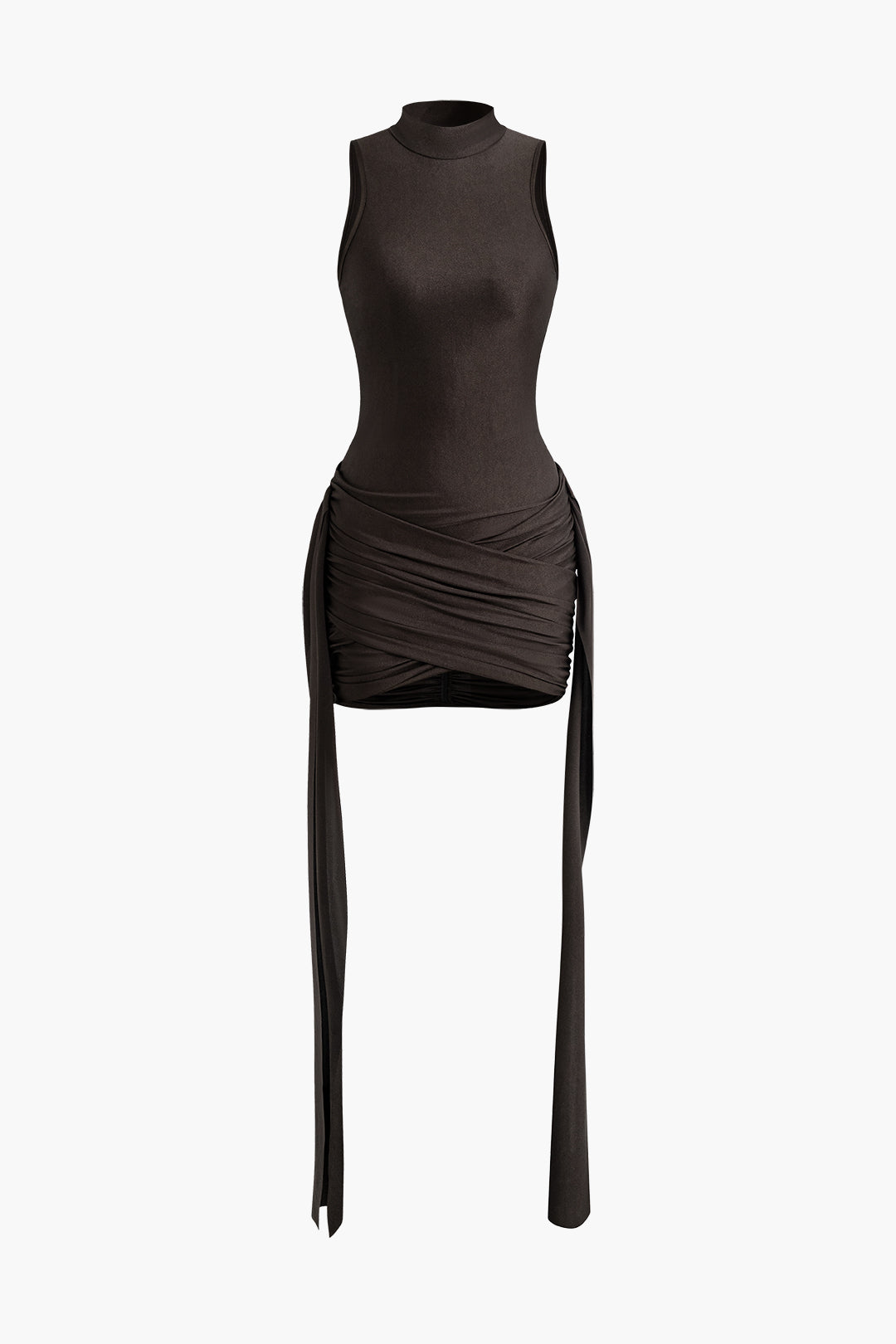Gerüschtes Minikleid mit Stehkragen