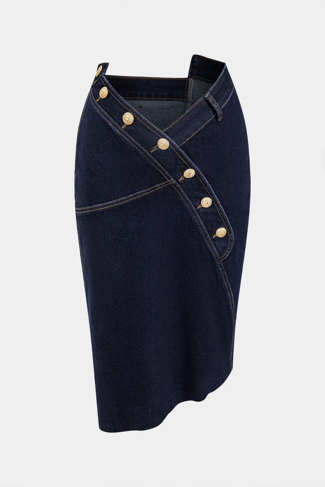 Asymmetrischer Jeansrock mit einzigartigem Verschluss