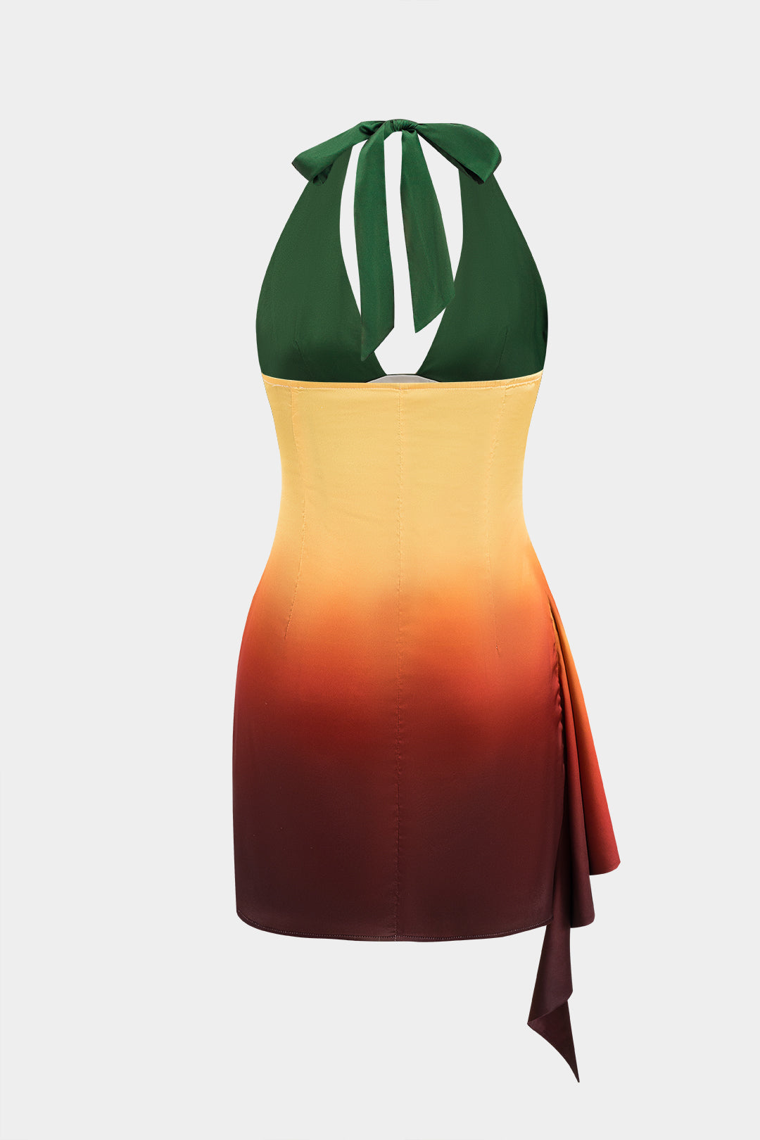 Ombre Satin Mini Dress with Ribbon Sleeves