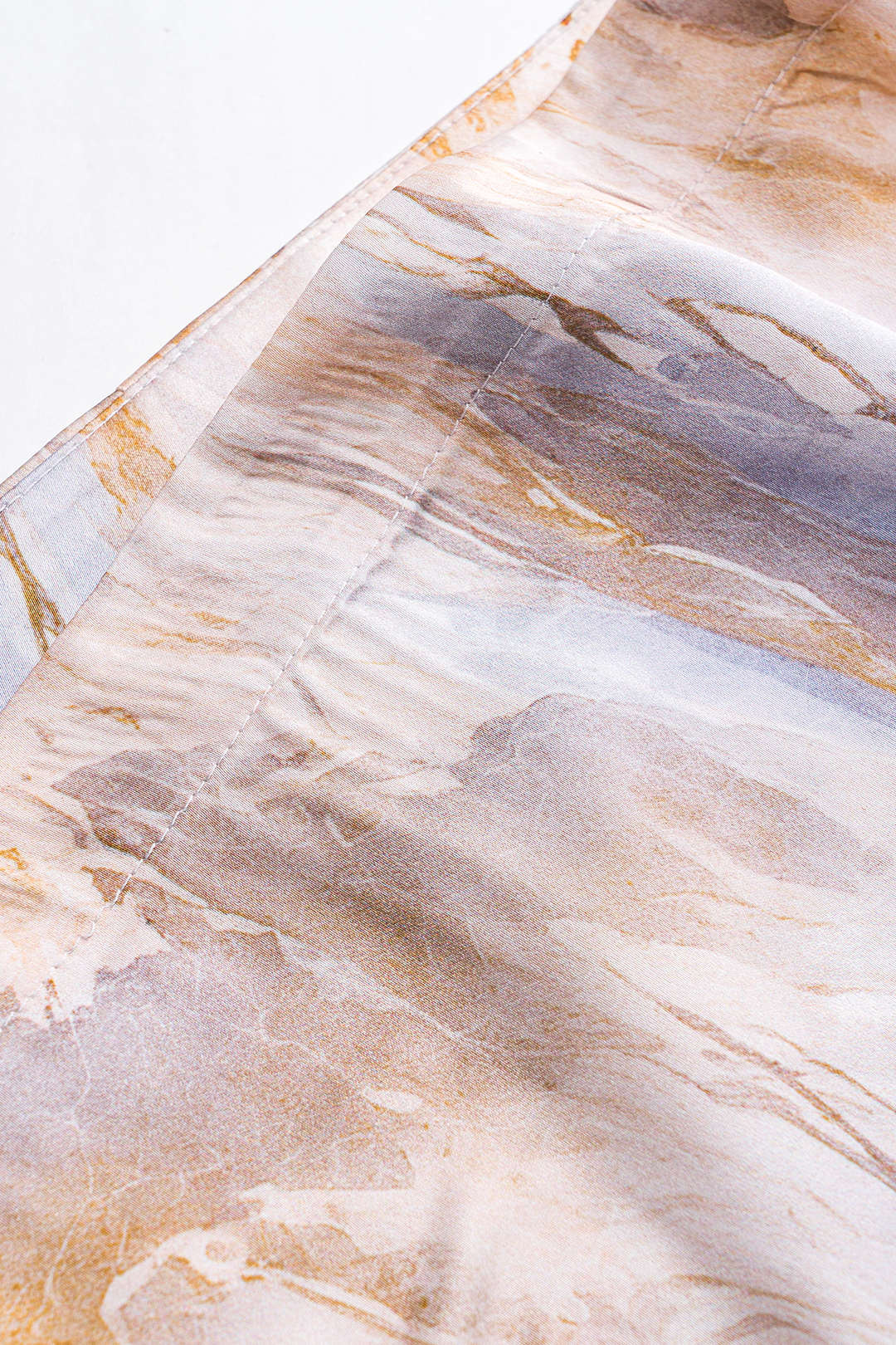 Abstract Dress with Pleated Satin Belt
