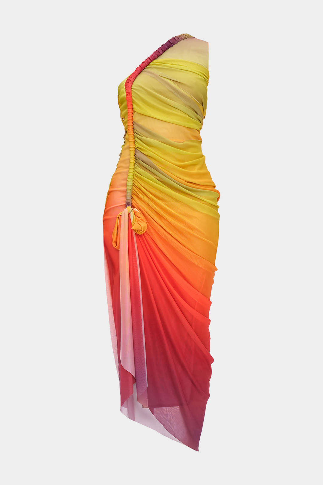 Midikleid mit einem Träger und Ombre-Print