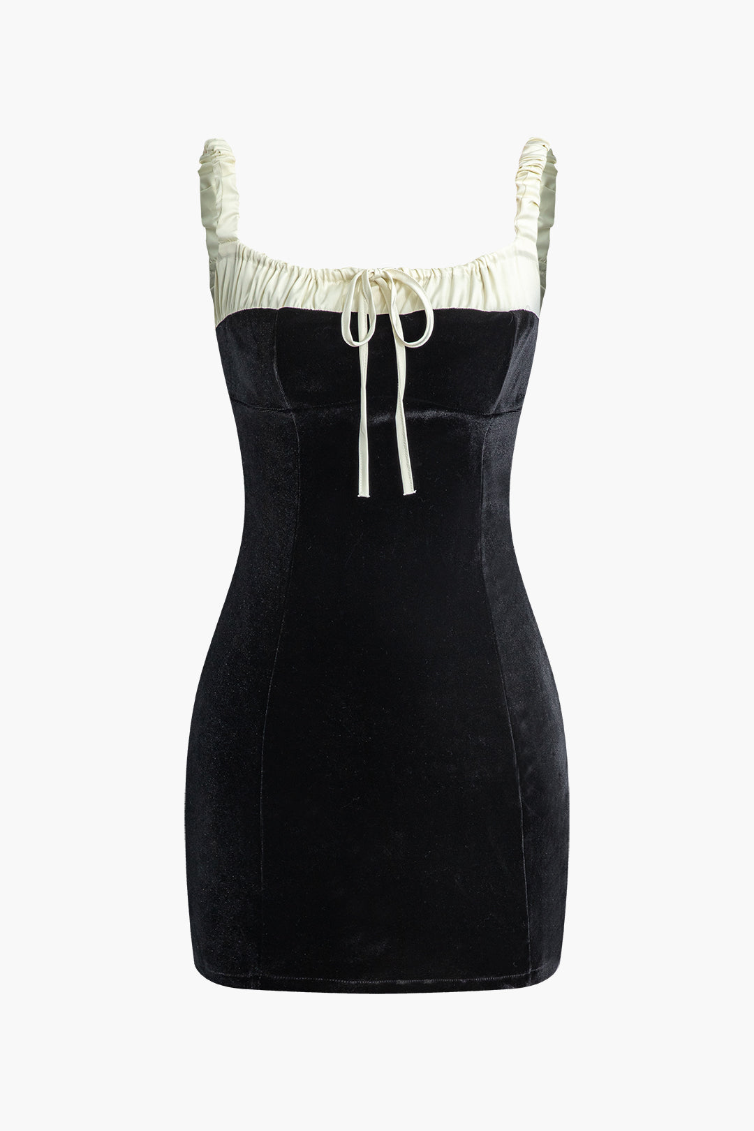 Gerüschtes Minikleid mit Kordelzug im Farbblockdesign