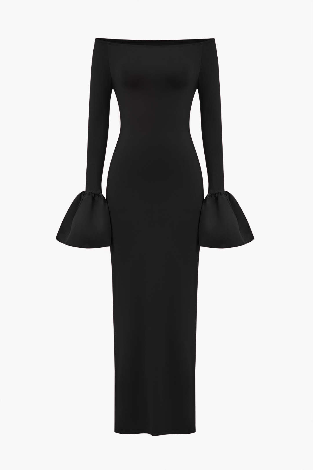 One Shoulder Slit Maxi Dress in Smooth Satin