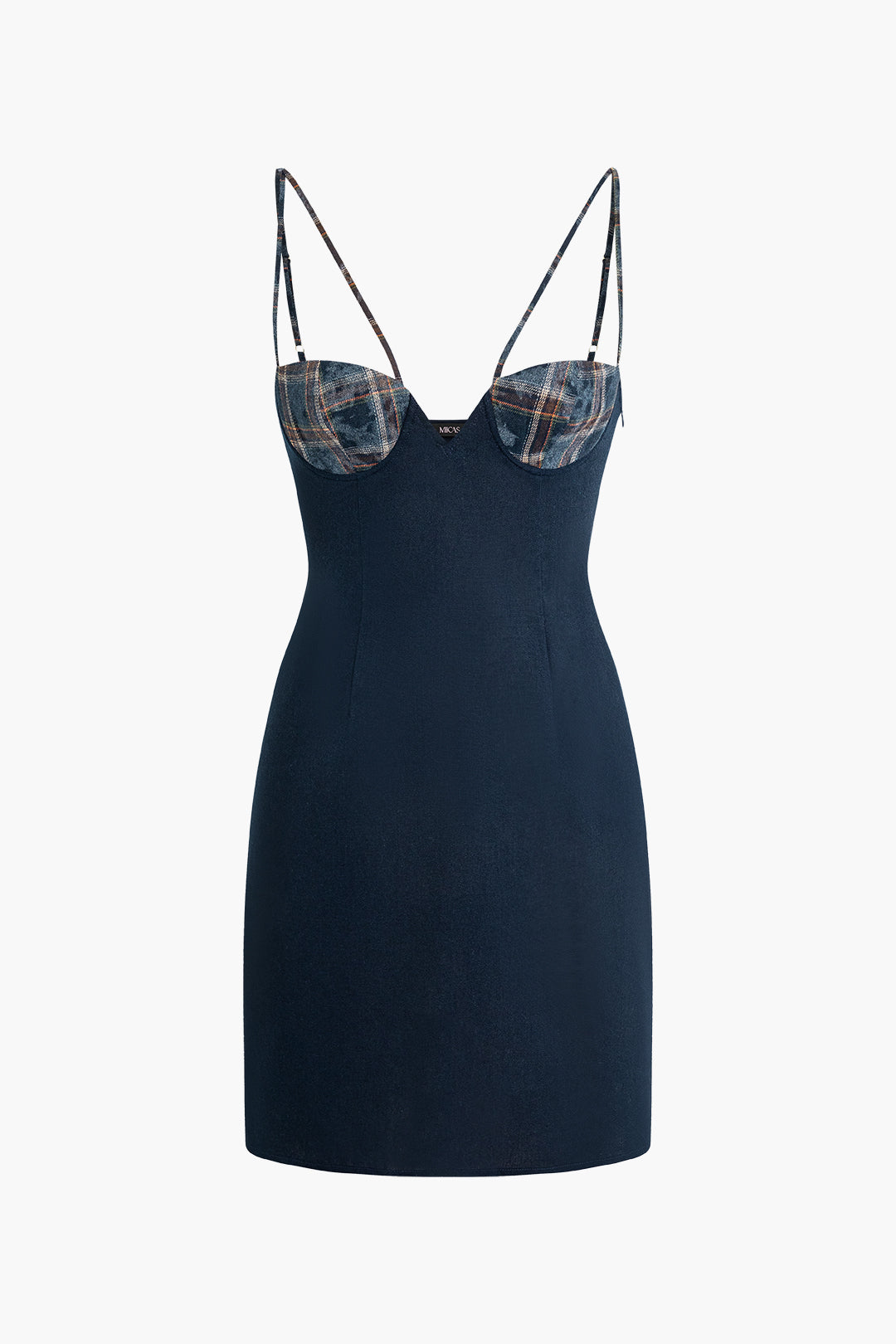 Minikleid mit kariertem Ausschnitt