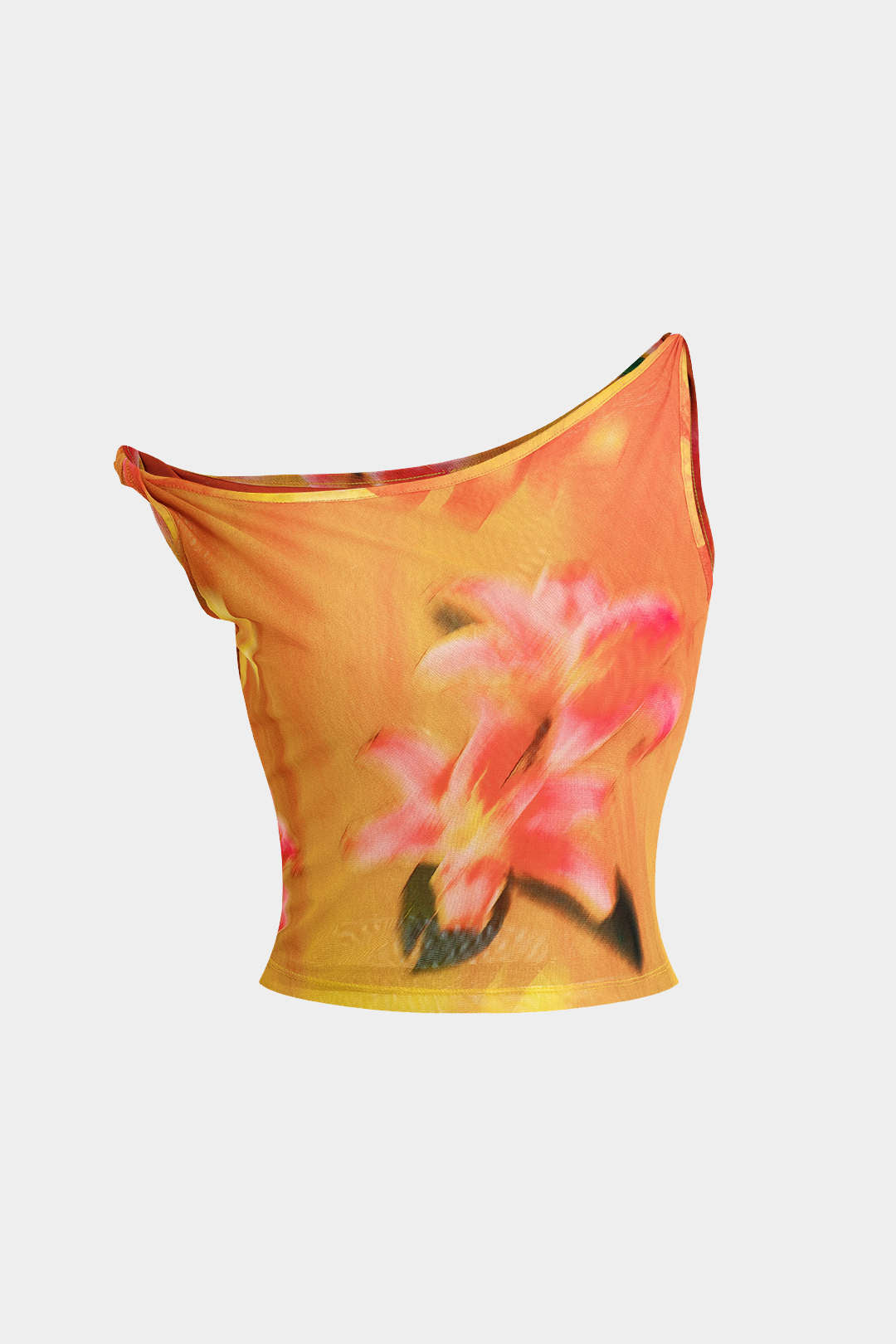Top with asymmetric cut and Lilia print