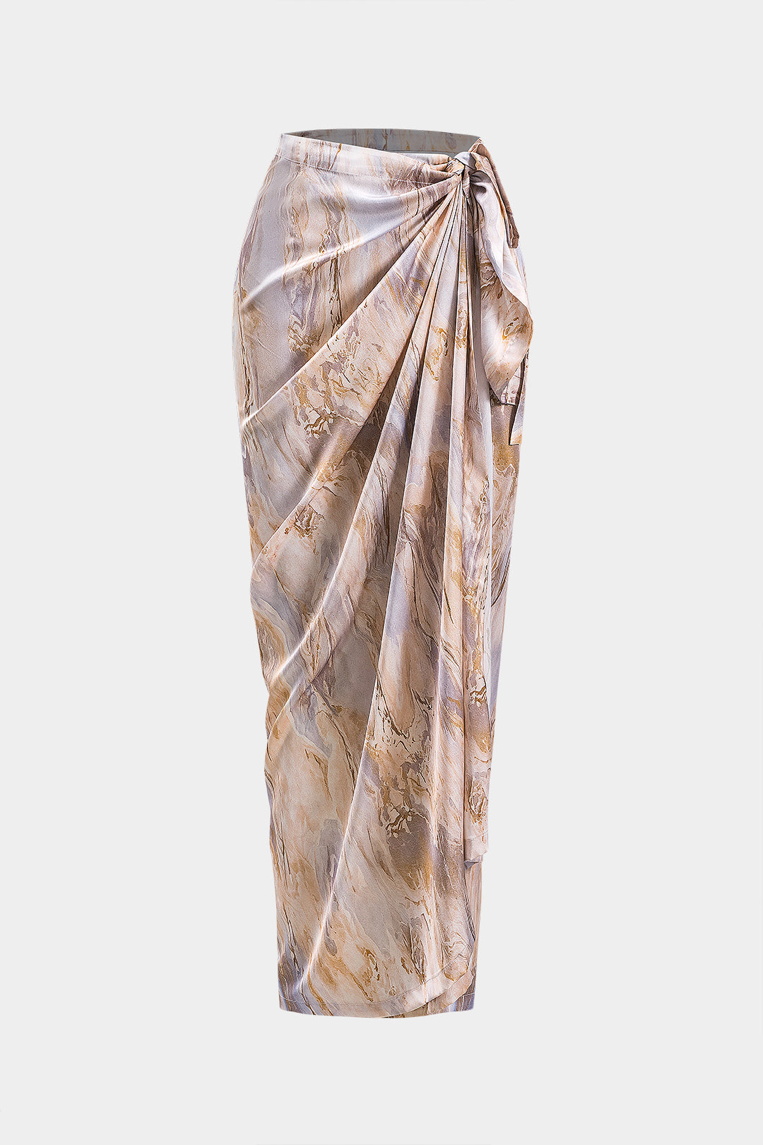 Abstract Dress with Pleated Satin Belt
