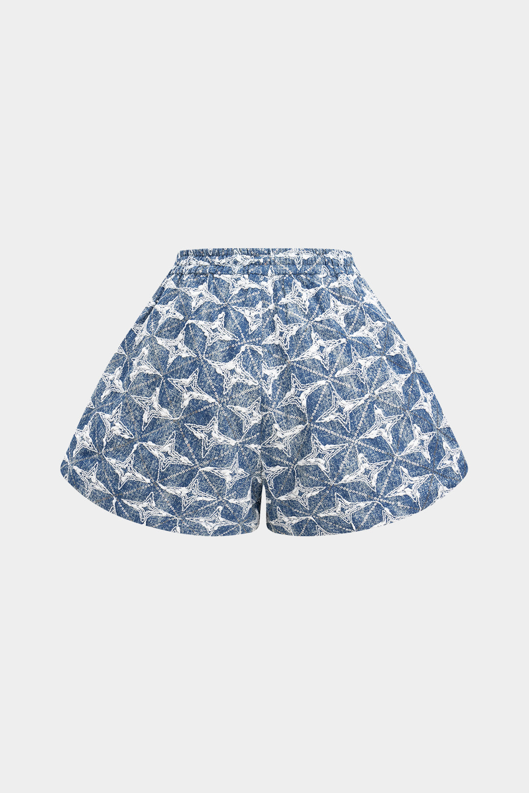Jeans shorts with ties