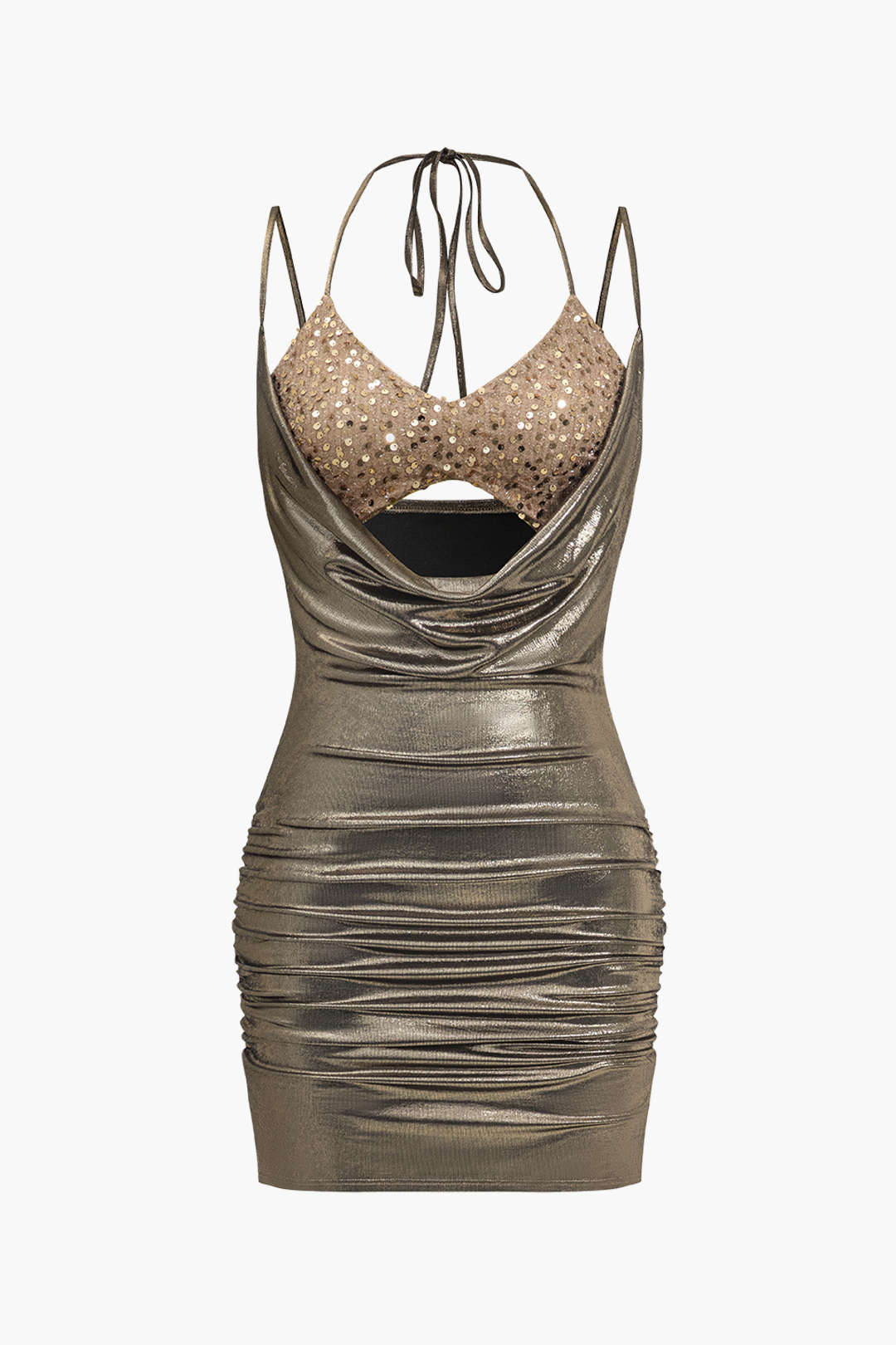 Pailletten-Minikleid mit Bindeband hinten