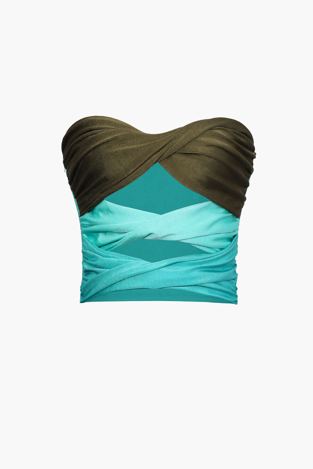 Blouse with twisted front in contrasting shade