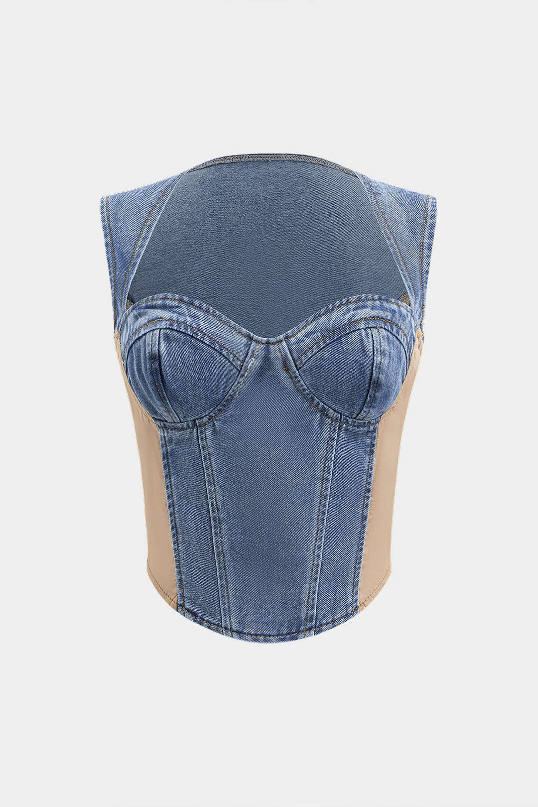 Jeans-Bustier-Top im Patchwork-Stil