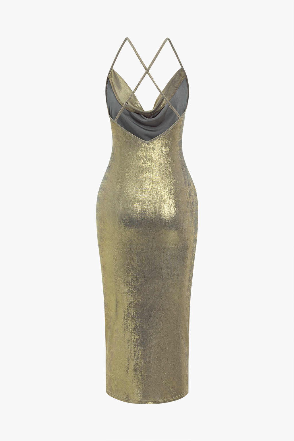 Midi Dress with Open Back and Draping